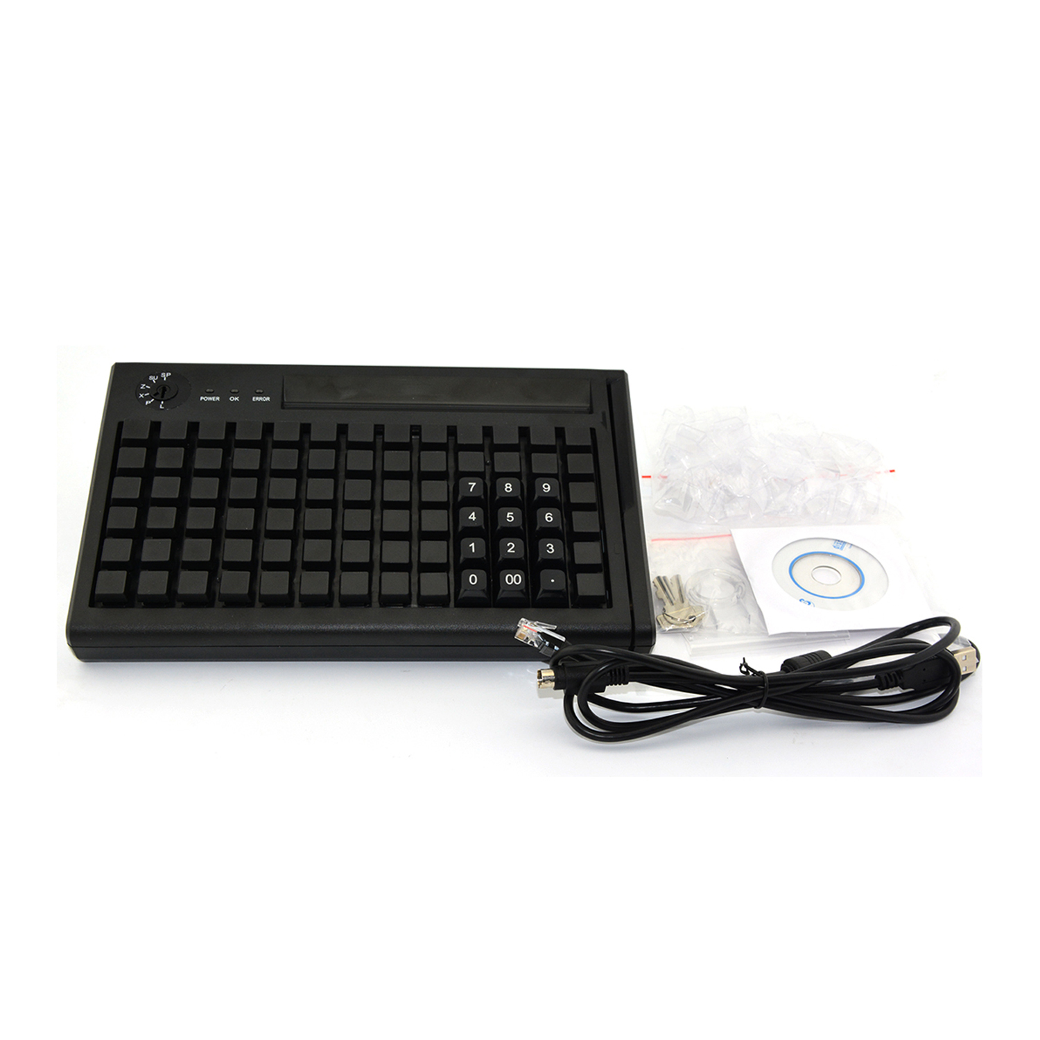 Teclado pos de programação usb ps/2 de 78 teclas com leitor de cartão de tarja magnética KB78M-S