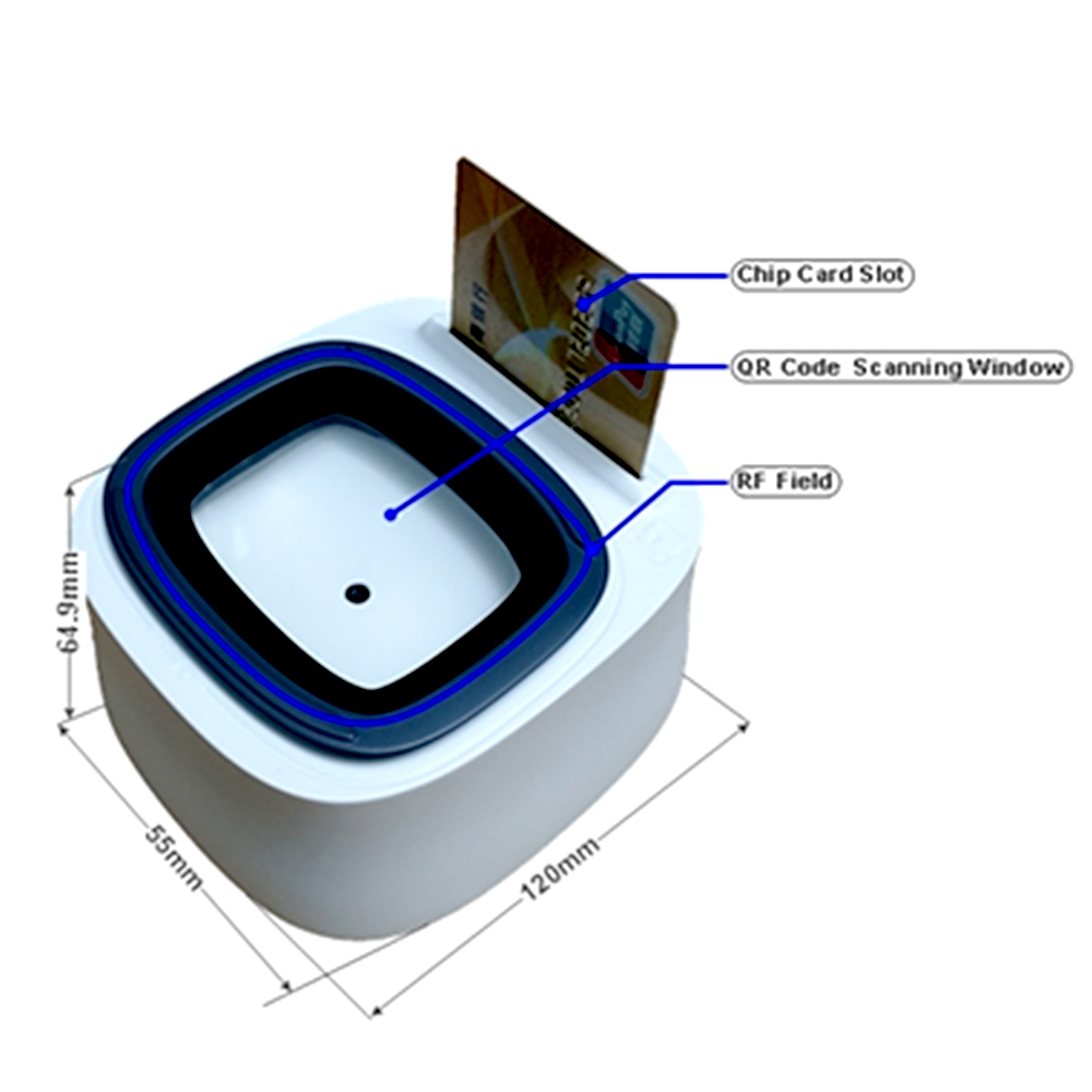 Varredor do código de barras de USB/RS232 Unionpay EMV 2D com leitor de cartão sem contato HCC3300