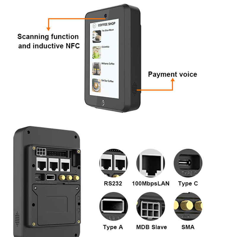 MDB Android 14.0 Terminal de pagamento de autoatendimento não atendido para máquinas de venda automática CM30